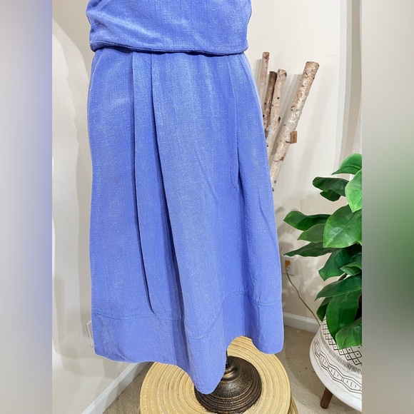 16 Louis Vuitton Lavender Bustier Linen | Silk Midi Dress • 38 - Picture 11 of 17